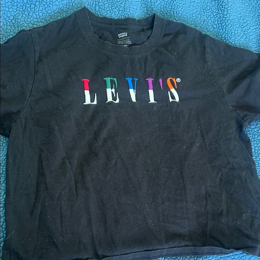 Levi's Black T-Shirt with Rainbow Logo